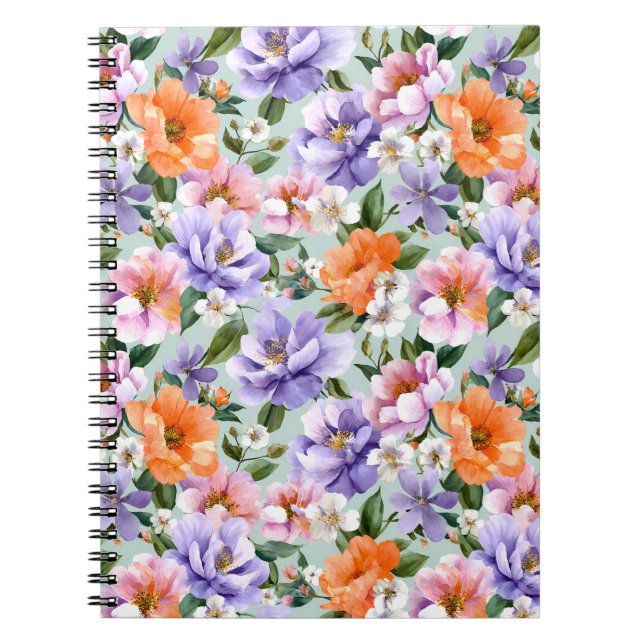 Gedämpfte bunte Blumen Boho-Blume  Notizblock (Vorderseite)