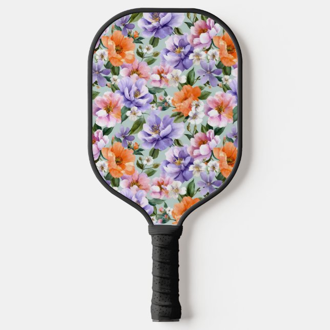 Gedämpfte bunte Blumen Boho-Blume  Pickleball Schläger (Vorderseite)