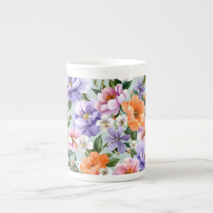 Gedämpfte bunte Blumen Boho-Blume Prozellantasse