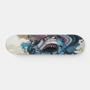 Gedämpfte Farbspritzer-Hai-Abstraktkunst Skateboard