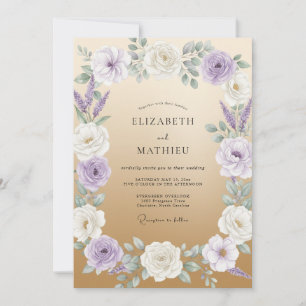 Gedämpfte Flieder-Blüten-Hochzeit Einladung