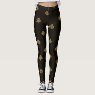 Gedämpfte goldene Blätter Schwarz Leggings