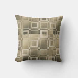 Gedämpfte goldene Quadrate Moderne geometrische Gl Kissen