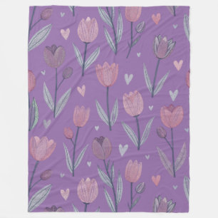 Gedämpfte lila Tulpen-Fleece-Decke (Groß) Fleecedecke
