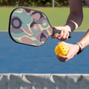 Gedämpfte lila und blaue abstrakte Wellen Pickleball Schläger