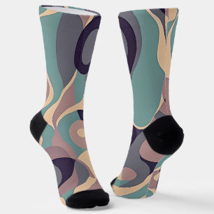 Gedämpfte lila und blaue abstrakte Wellen Socken
