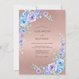 Gedämpfte Malvenblaue Periwinkle-Blüten-Hochzeit Einladung