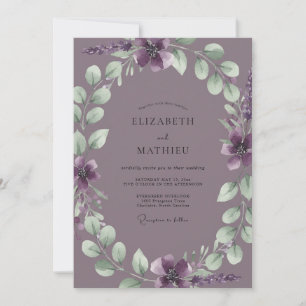 Gedämpfte Malvenlaub-Eukalyptus-Hochzeit Einladung