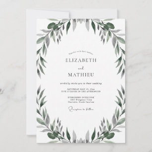 Gedämpfte Olivenblatt-Hochzeit Einladung