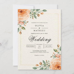Gedämpfte Orangenblüten-Bogen-Hochzeit Einladung