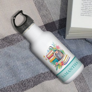 Gedämpfte Pastellfarben Wasserfarben Bücher und Ru Edelstahlflasche