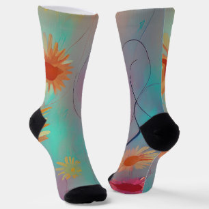 Gedämpfte Töne abstrakte Sonnenblumen Socken