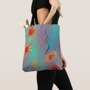 Gedämpfte Töne abstrakte Sonnenblumen Tasche