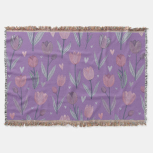 Gedämpfte violette Tulpen-Wurfdecke Decke