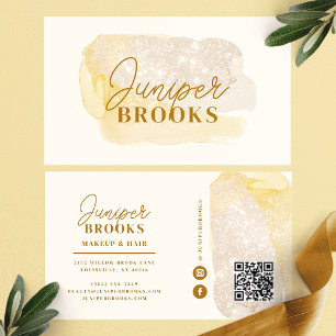 Gedämpfter Gold-Social-Media-QR-Code-Glitter Visitenkarte