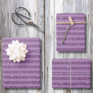 Gedämpfter Maulbeer-Glitter-Stil horizontale Strei Geschenkpapier Set