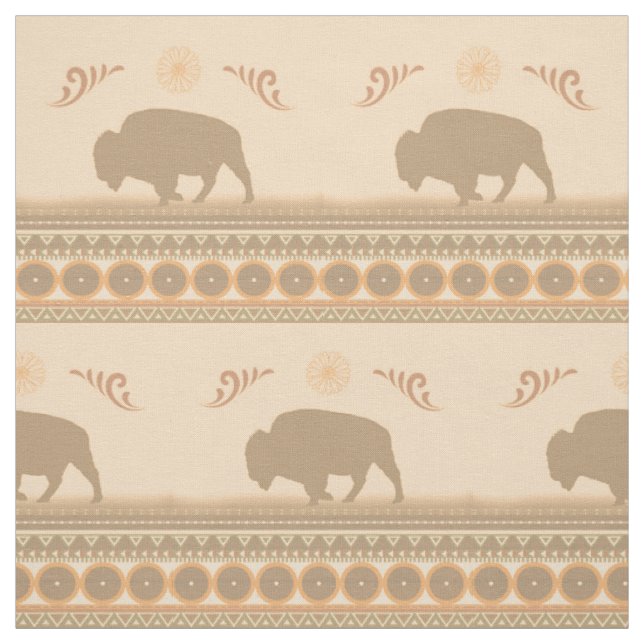 Gedämpfter Stammes- Bison Stoff (Muster)
