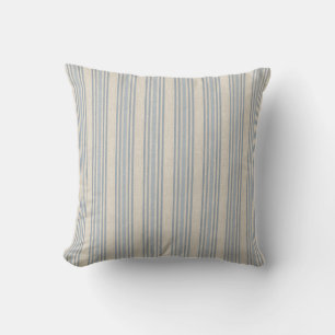 Gedämpftes abgenutztes Blau Farmhouse Ticking Stre Kissen