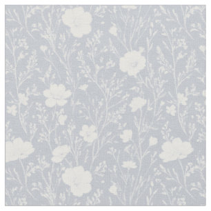 Gedämpftes Grau-Weiß-Wildblumenmuster Stoff