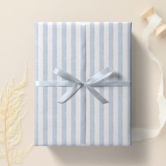 Gedämpftes Hellblau-Weiß-Textur-Streifen-Minimalis Geschenkpapier
