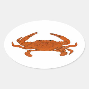 Gedämpftes Krabben-Logo (atlantische blaue Krabbe Ovaler Aufkleber