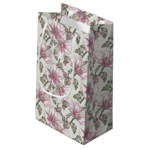 Gedämpftes rosa Hibiskus-Blumen-Muster Kleine Geschenktüte