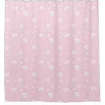 Gedämpftes Rosa und Weißes Wildblumenmuster