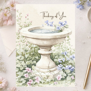 Gedanken an Dich Vogelbad-Garten Aquarell nach Maß Karte