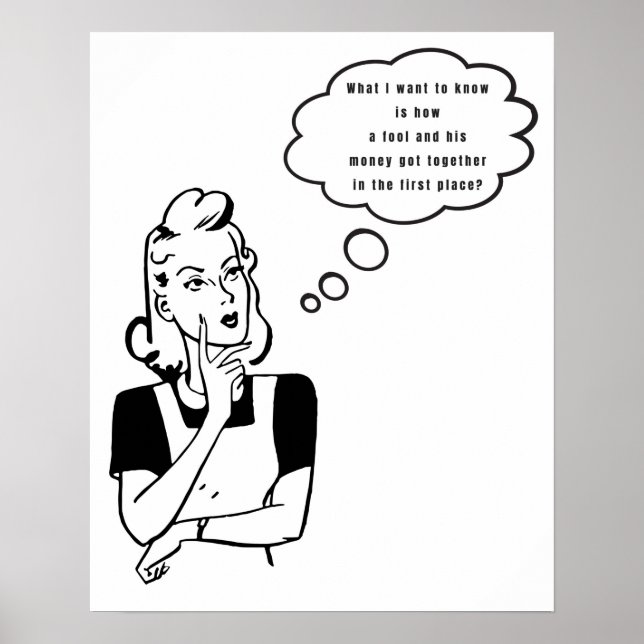 Gedanken an eine sarkastische Retro-Hausfrau Poster (Vorne)