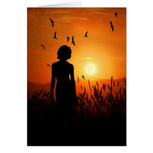 Gedanken an Sie Sonnenuntergang Silhouette mit Wei