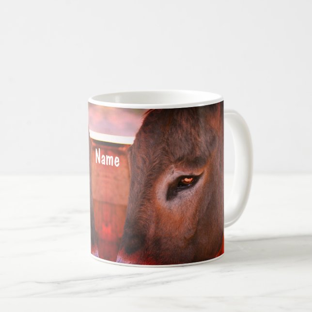 Gedanken des Donkey Tieres Personalisiert Kaffeetasse (VorderseiteRechts)