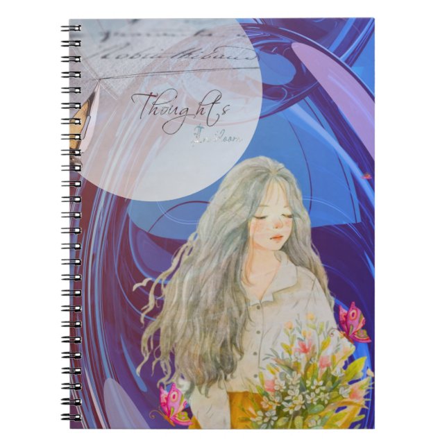 Gedanken in Bloom Girly Notebook Notizblock (Vorderseite)