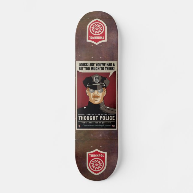 Gedanken-Polizei-Skateboard Skateboard (Vorderseite)