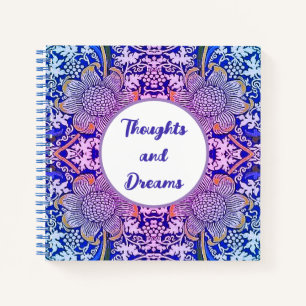 Gedanken und Träume Boho Blue Purple Blumen Notizbuch