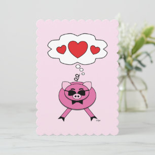 Gedanken voller Liebe Süße rosa Schwein Karte