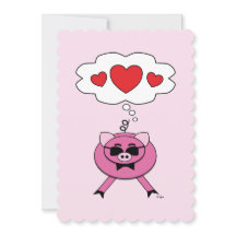 Gedanken voller Liebe Süße rosa Schwein Karte