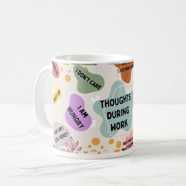 Gedanken während der Arbeit Kaffeetasse (Vorderseite Links)