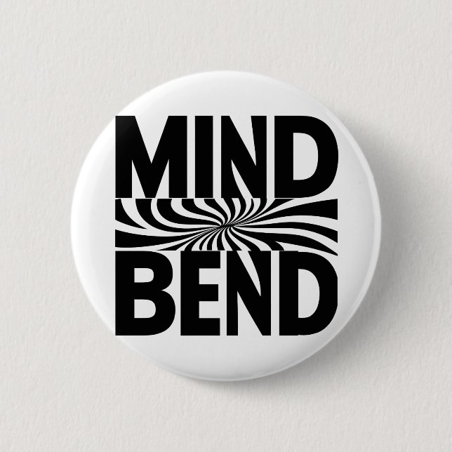 Gedankenbend optische Illusion fett schwarz und we Button (Vorderseite)