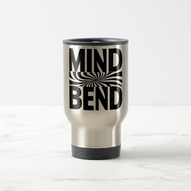 Gedankenbend optische Illusion fett schwarz und we Reisebecher (Mittel)
