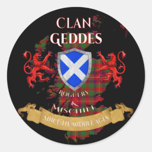 Geddes Scottish Family Clan Middle Ages Mischief Runder Aufkleber