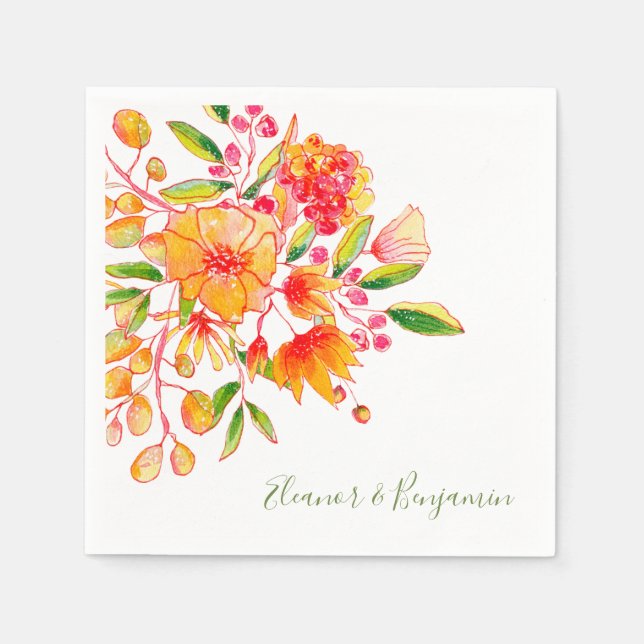 Gedeckte Hochzeit in Rosa und Orange Serviette (Vorderseite)