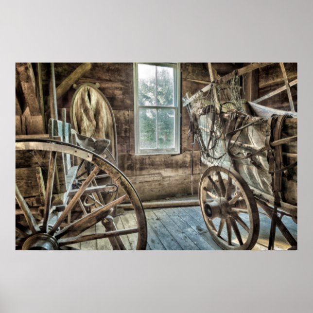 Gedeckter Wagen, Holzwagen Poster (Vorne)