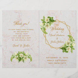 Gedecktes Hochzeitsprogramm - Marble Gold White Li