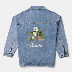 Gedeihen Sie tropische Strandgrünfläche rosa flora Jeansjacke