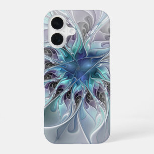Gedeihende abstrakte moderne fraktale Blume mit Bl iPhone 16 Hülle