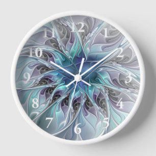Gedeihende abstrakte moderne fraktale Blume mit Bl Uhr