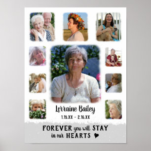 Gedenk Andenken Kantenfading Fotocollage Grau Poster