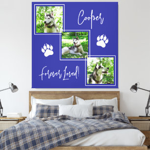 Gedenk-Fotocollage Forever Loved Blue Dog Leinwanddruck