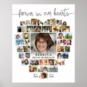 Gedenk Herzförmige 40-Foto-Collage Skript Poster