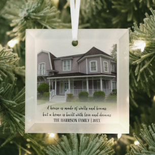 Gedenk-Neues Zuhause   Foto-Weihnachtsbaum Ornament Aus Glas